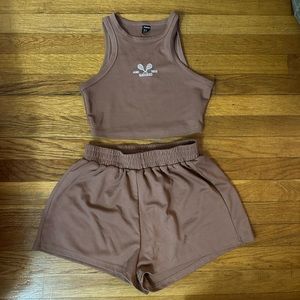 2 piece brown set